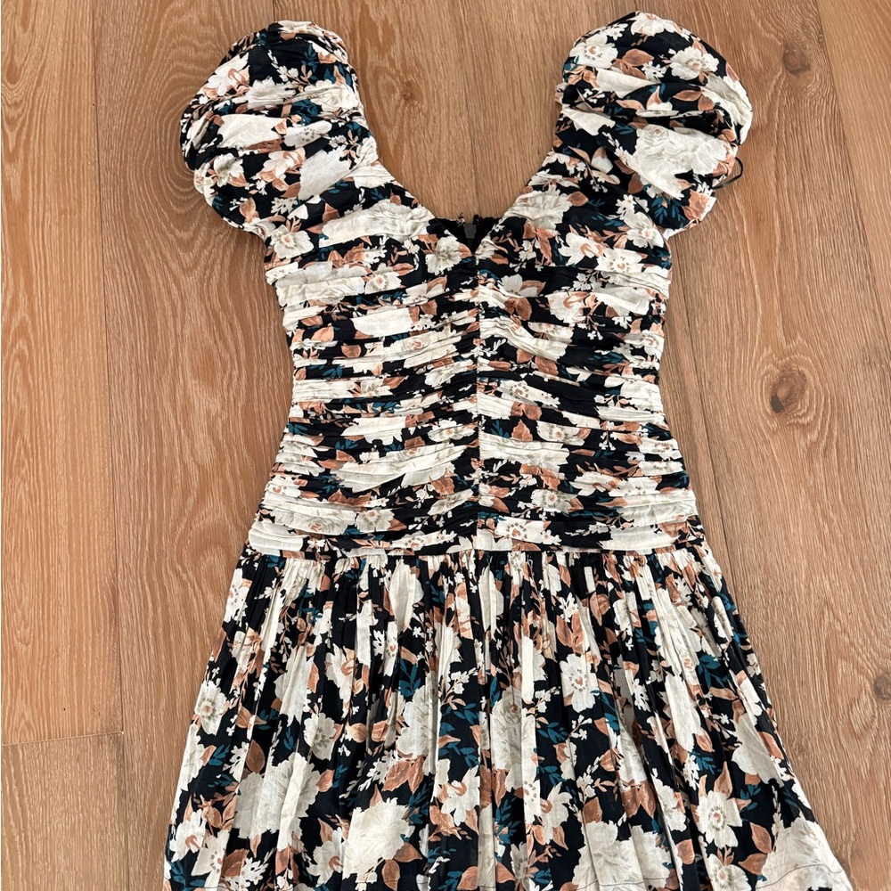 Abercrombie & Fitch Black Floral Puff Sleeve Dress